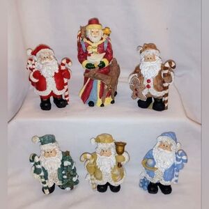 6 Vintage Santa Lot Christmas Figurine Decorations